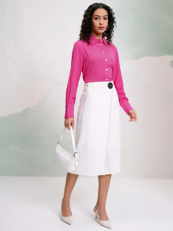 Tokyo Talkies Women Pink Solid Casual Shirt