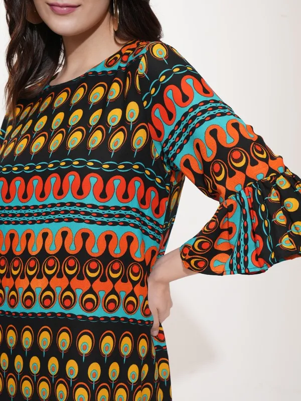 Tokyo Talkies Women Black Printed A-Line Dress