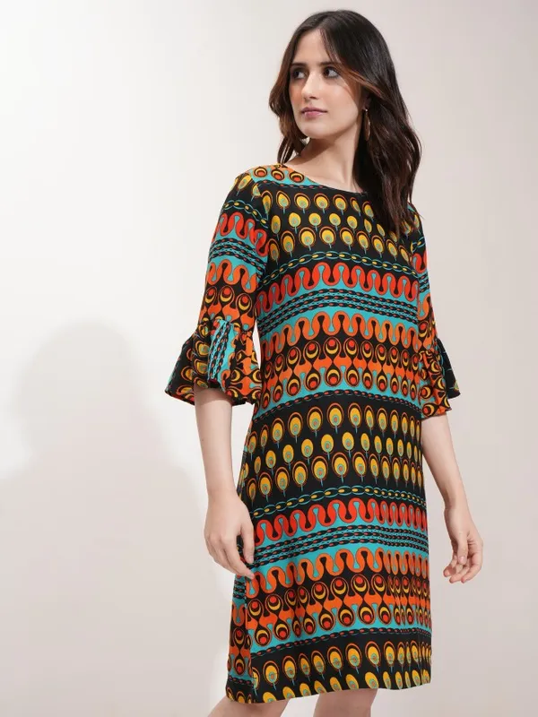 Tokyo Talkies Women Black Printed A-Line Dress