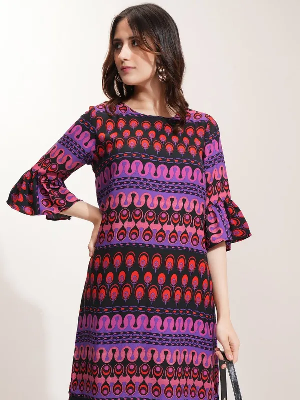 Tokyo Talkies Women Purple Printed A-Line Dress
