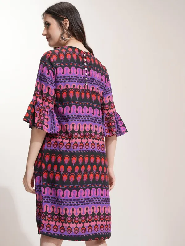Tokyo Talkies Women Purple Printed A-Line Dress