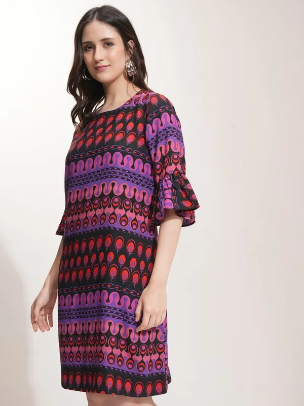 Tokyo Talkies Women Purple Printed A-Line Dress