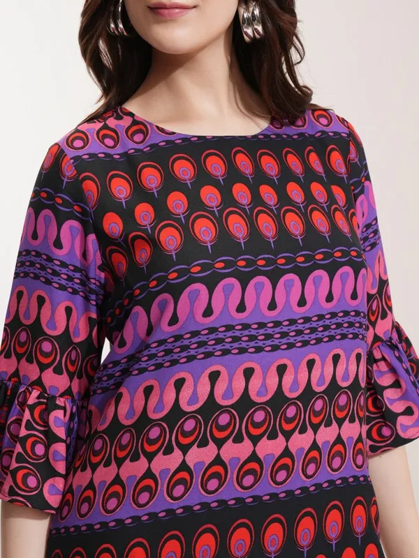 Tokyo Talkies Women Purple Printed A-Line Dress