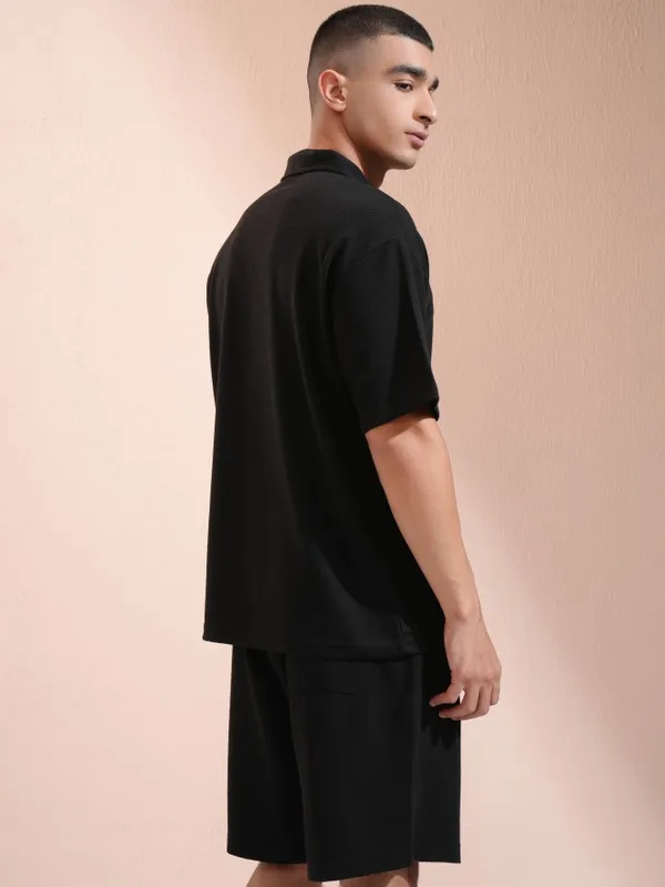 Highlander Men Black T-Shirt With Shorts Co-Ords