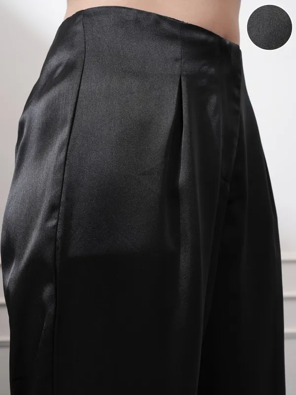 Solid Flared Wide Leg Trouser