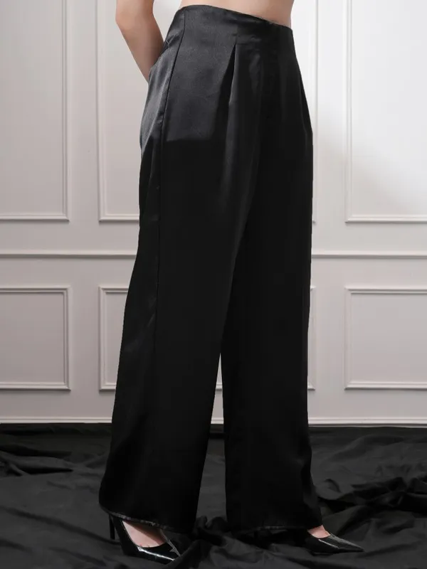 Solid Flared Wide Leg Trouser