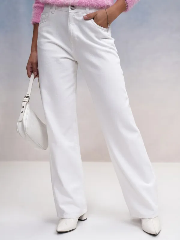 Tokyo Talkies Women White Straight Fit Jeans