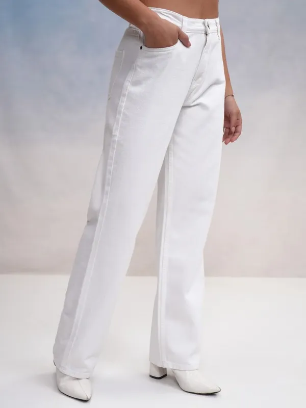 Tokyo Talkies Women White Straight Fit Jeans