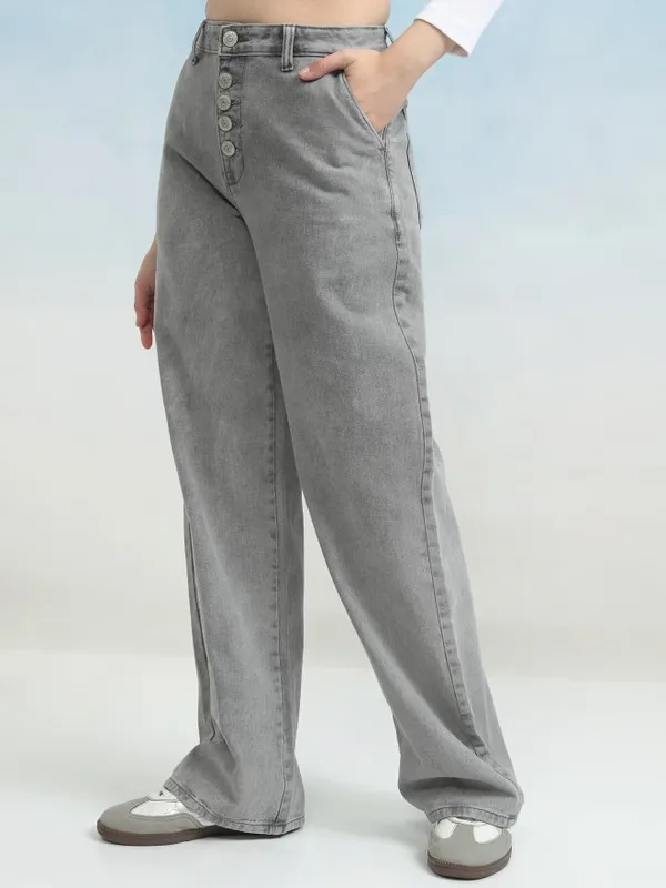 Tokyo Talkies Women Grey Flared Jeans