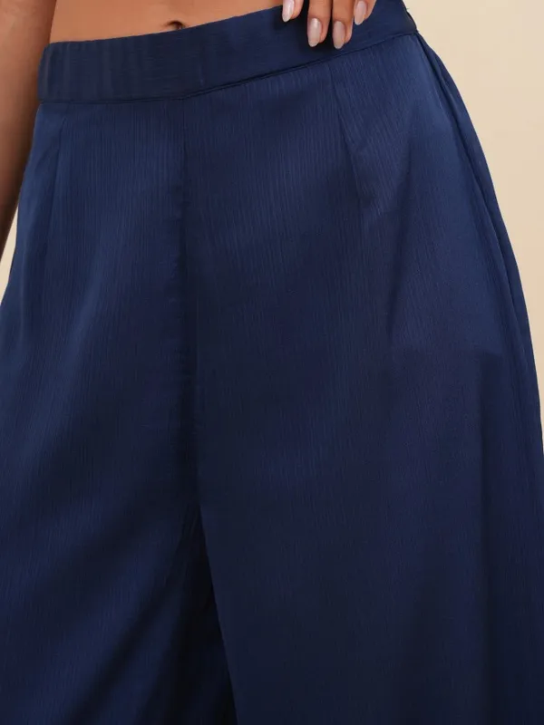 Vishudh Women Navy Blue Top With Palazzos Co-Ords