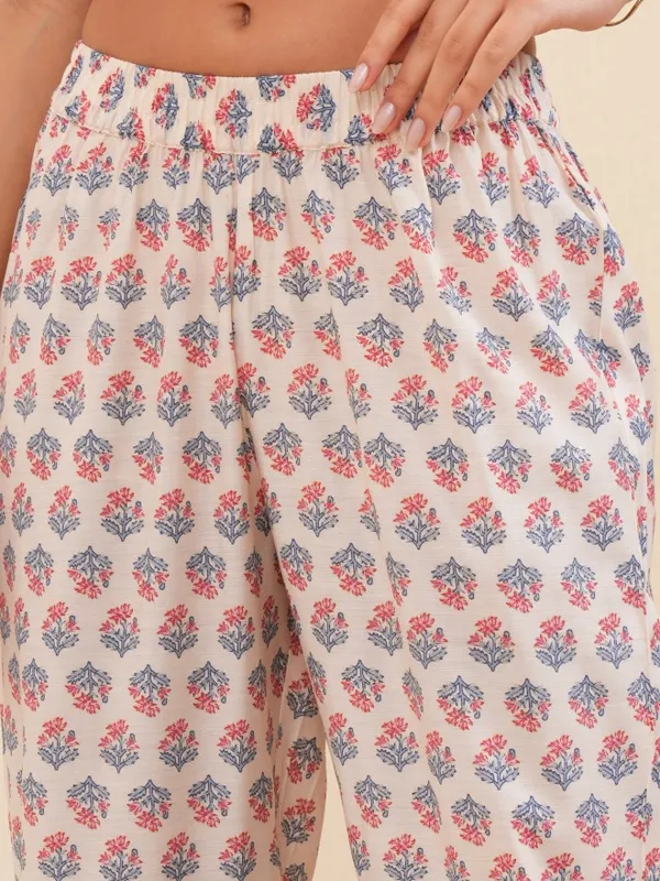 Vishudh Women Beige Tunic With Trousers Co-Ords