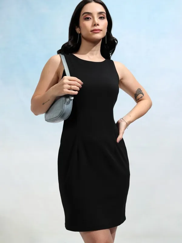 Tokyo Talkies Women Black Solid Bodycon Dress