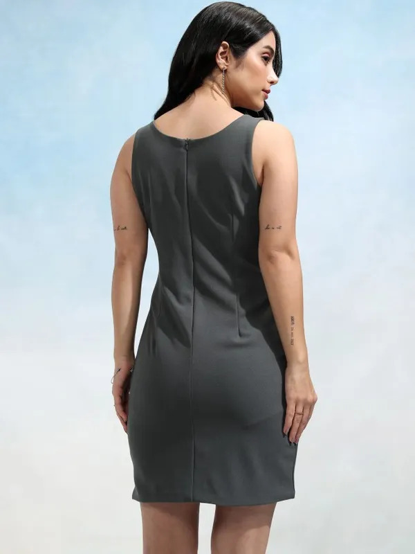 Tokyo Talkies Women Grey Solid Sheath Dress