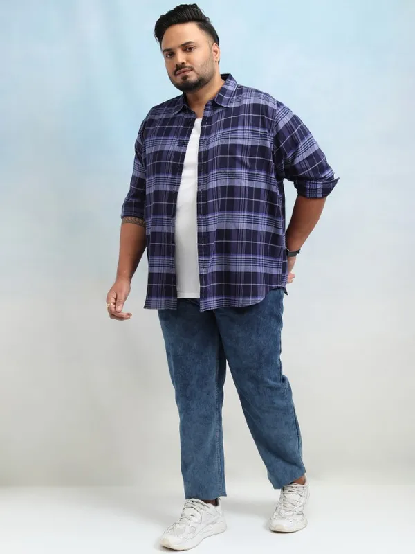 Xtra Ordinary By Highlander Men Lavender Checked Regular Fit Casual Shirt