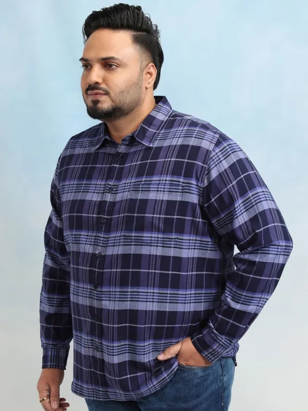Xtra Ordinary By Highlander Men Lavender Checked Regular Fit Casual Shirt