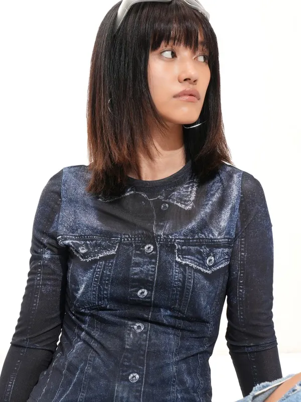 Tokyo Talkies Women Blue Solid Regular Top