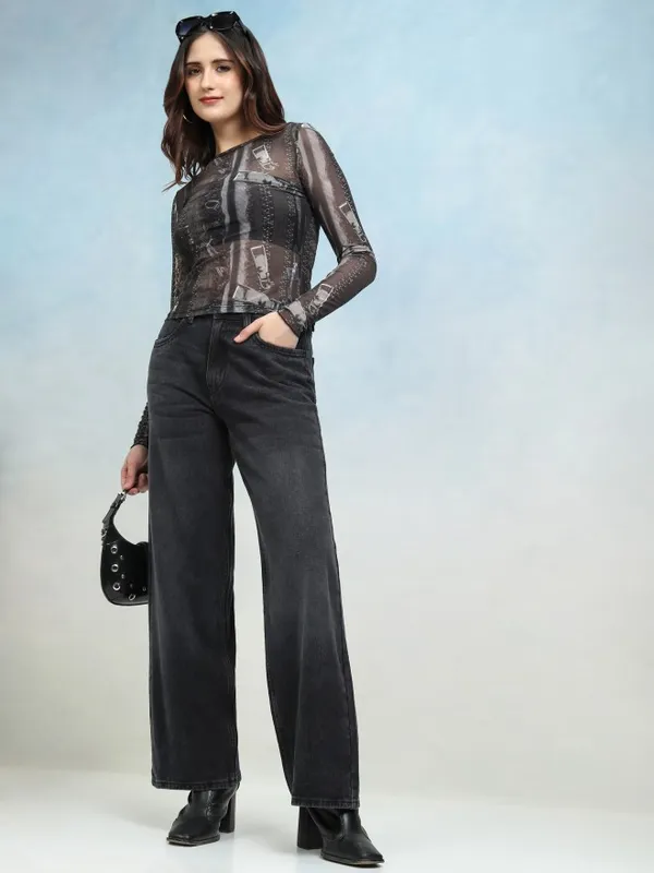 Tokyo Talkies Women Brown Printed Regular Crop Top