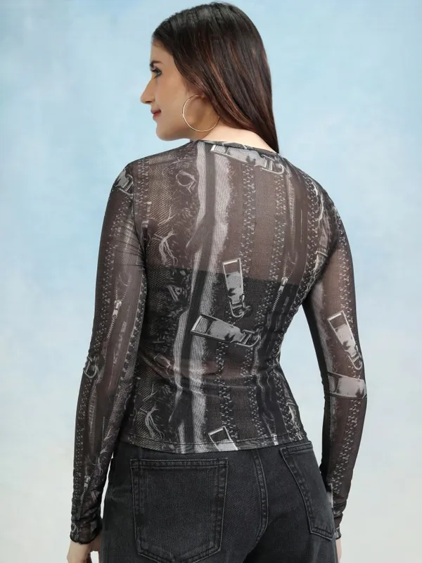 Tokyo Talkies Women Brown Printed Regular Crop Top