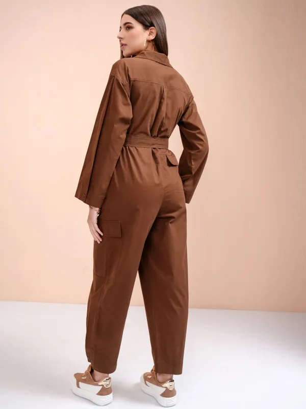 Tokyo Talkies Women Brown Solid Jumpsuit