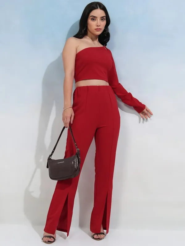 Tokyo Talkies Women Red Top With Trouser