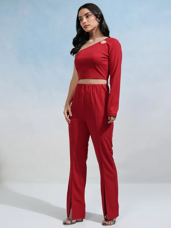 Tokyo Talkies Women Red Top With Trouser