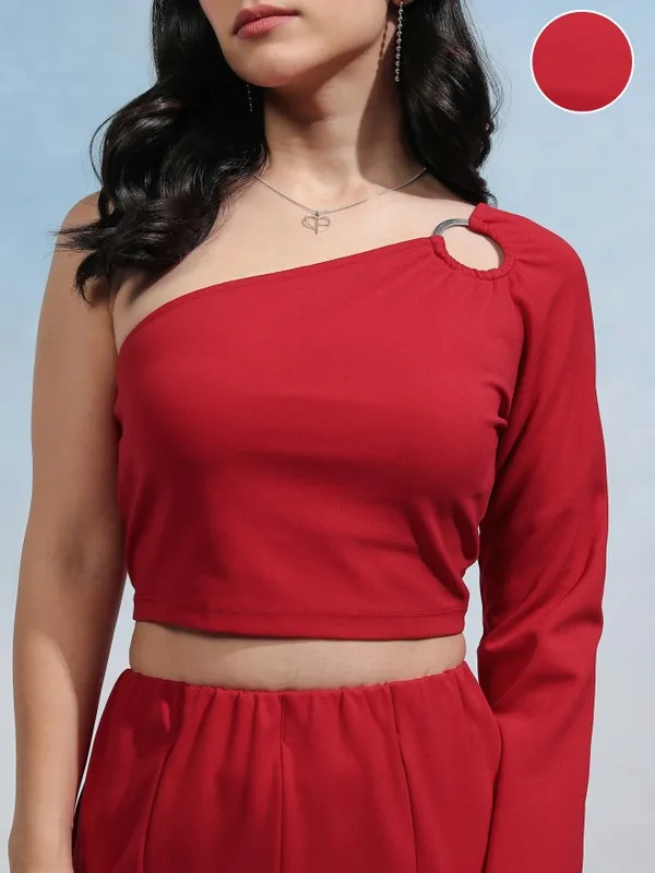 Tokyo Talkies Women Red Top With Trouser