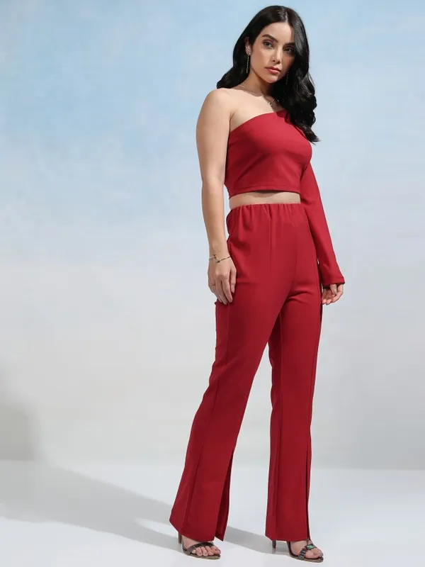 Tokyo Talkies Women Red Top With Trouser