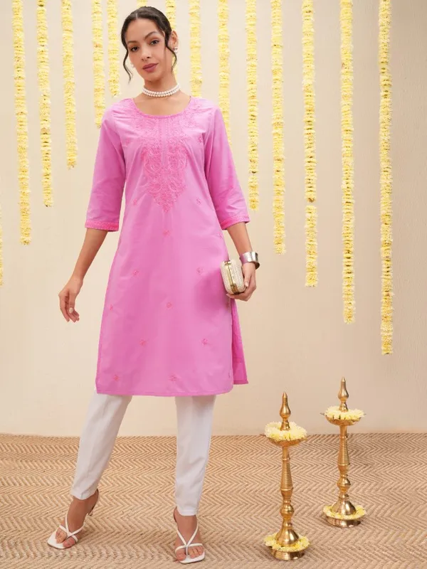Embroidered A-Line Kurta