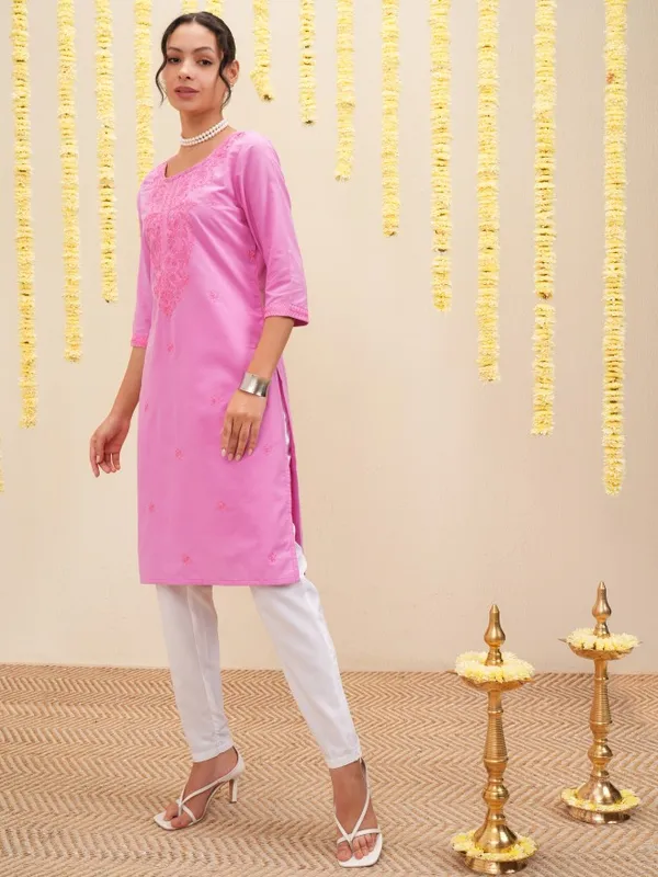 Embroidered A-Line Kurta