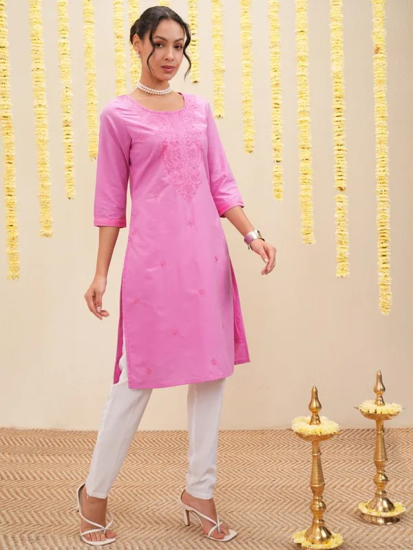 Embroidered A-Line Kurta