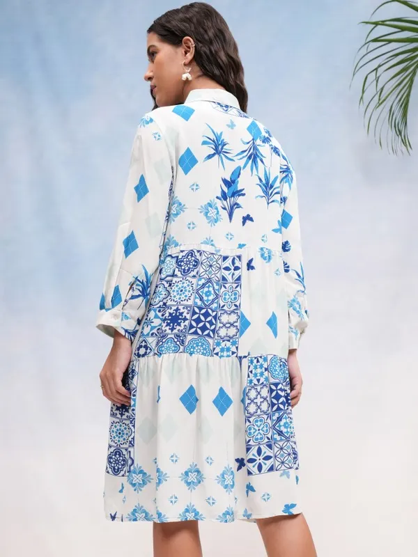 Vishudh Women White Printed Shirt Dress