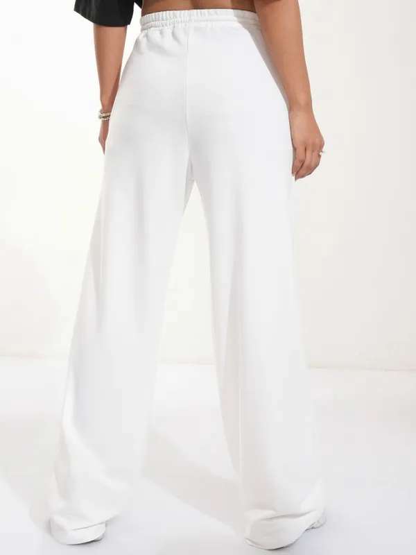 Disney By Tokyo Talkies Women White Mickey Mouse Straight Fit Track Pant