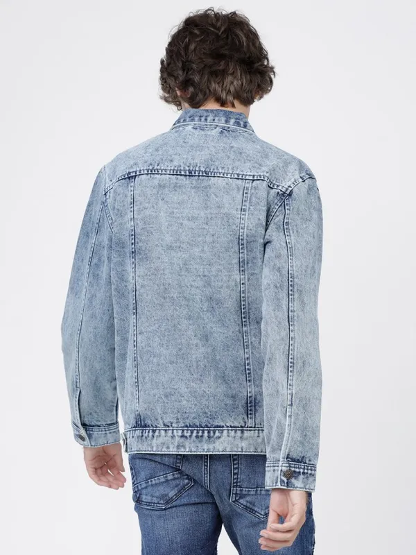 Highlander Men Blue Solid Denim Jacket