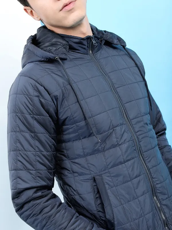 Highlander Men Navy Blue Solid Puffer Jacket