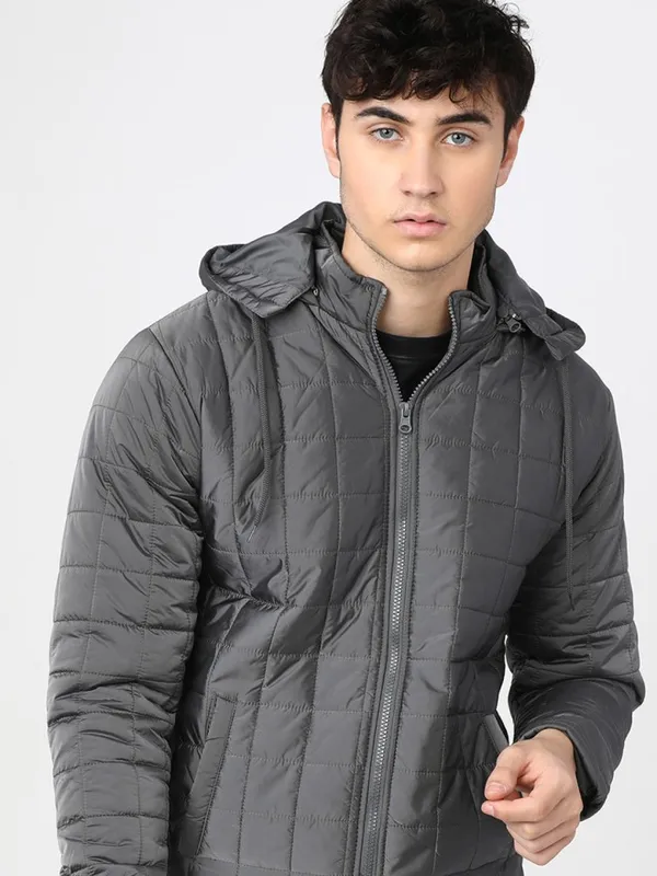 Highlander Men Silver Solid Puffer Jacket
