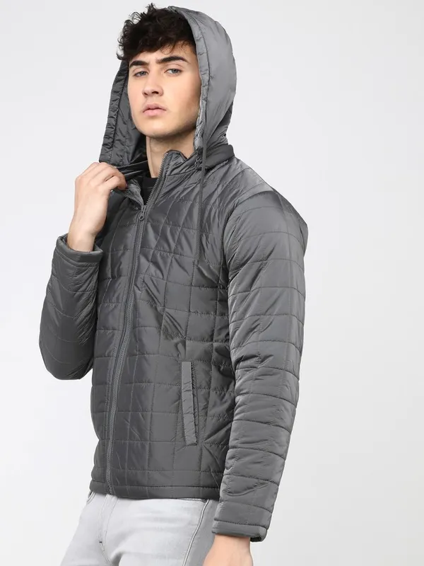 Highlander Men Silver Solid Puffer Jacket