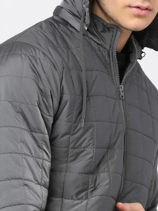 Highlander Men Silver Solid Puffer Jacket