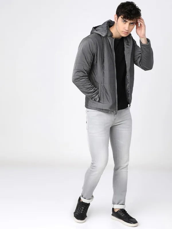 Highlander Men Silver Solid Puffer Jacket