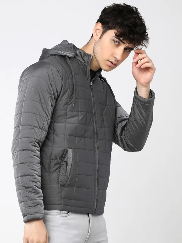 Highlander Men Silver Solid Puffer Jacket
