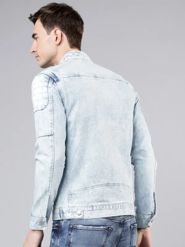 Highlander Men Blue Solid Denim Jacket