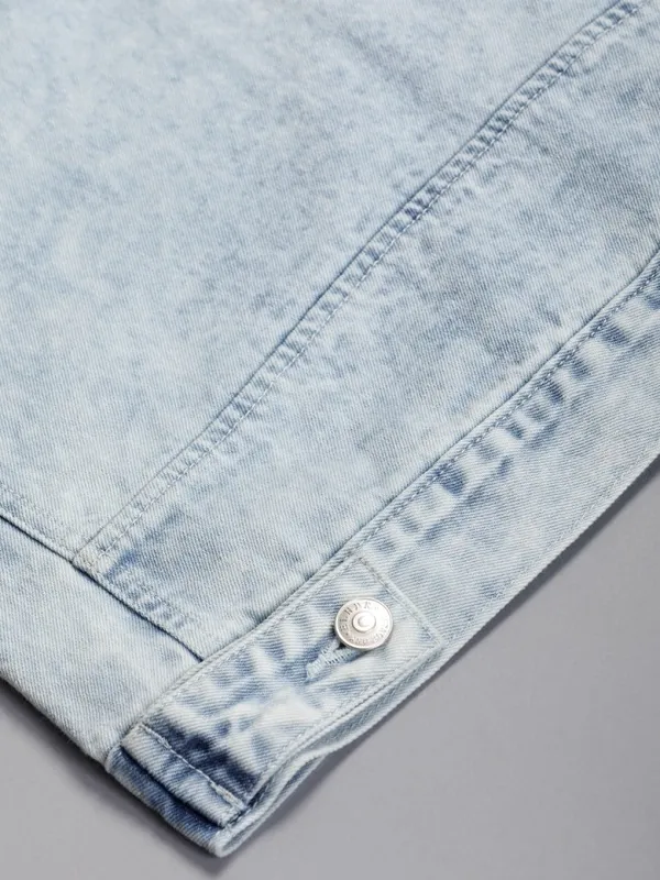 Highlander Men Blue Solid Denim Jacket