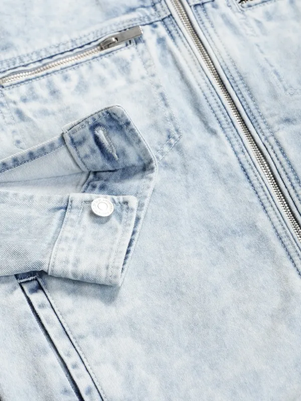 Highlander Men Blue Solid Denim Jacket