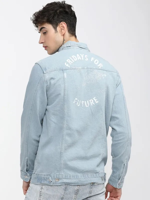 Highlander Men Blue Solid Denim Jacket