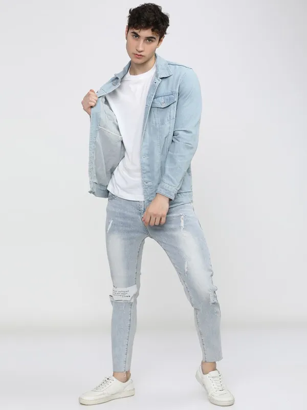 Highlander Men Blue Solid Denim Jacket
