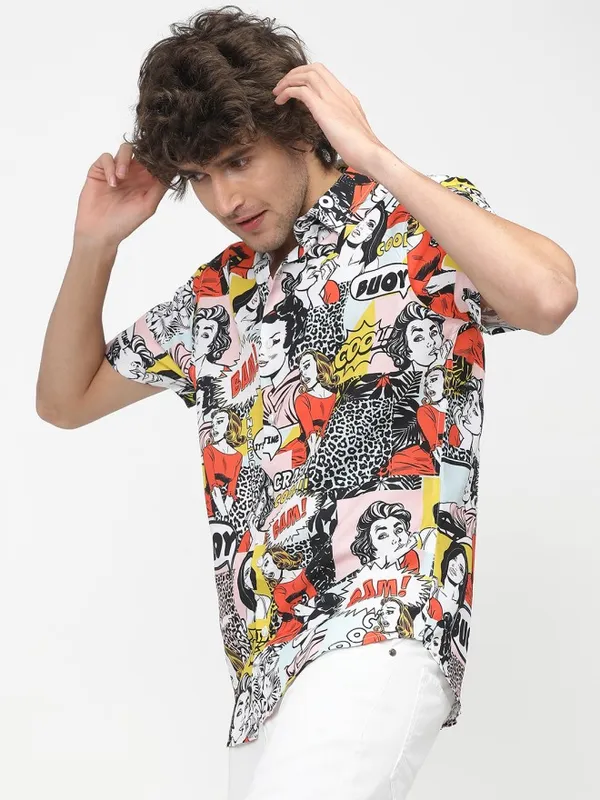 Highlander Men Multi Printed Slim Fit Casual Shirt