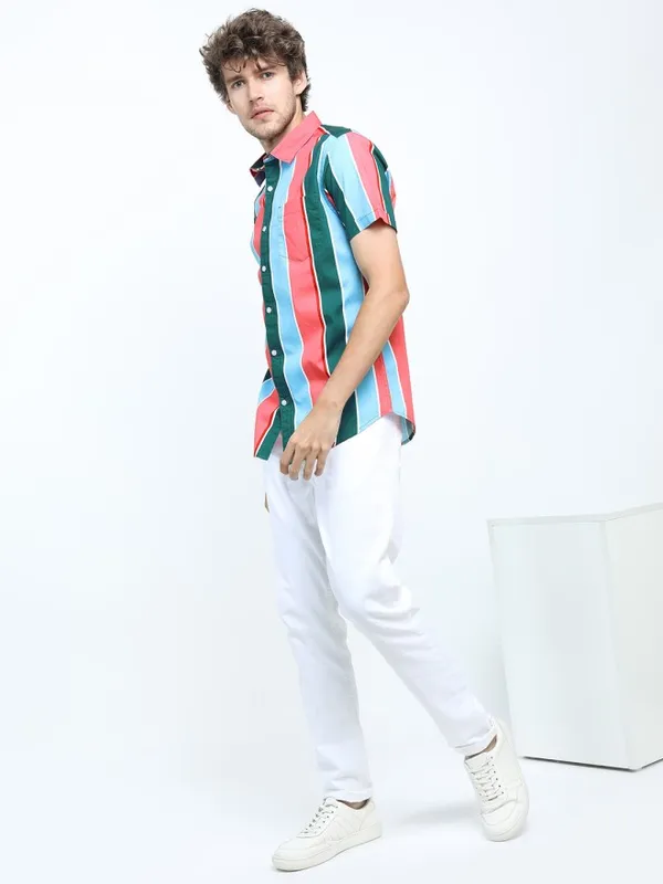 Highlander Men Multi Striped Slim Fit Casual Shirt