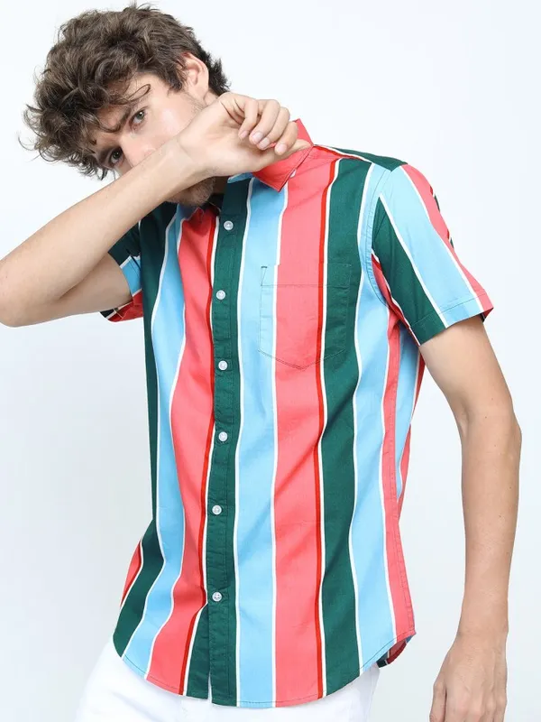 Highlander Men Multi Striped Slim Fit Casual Shirt