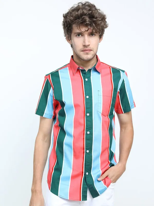 Highlander Men Multi Striped Slim Fit Casual Shirt