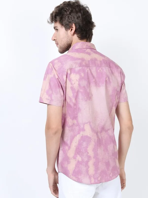 Highlander Men Purple Printed Slim Fit Casual Shirt