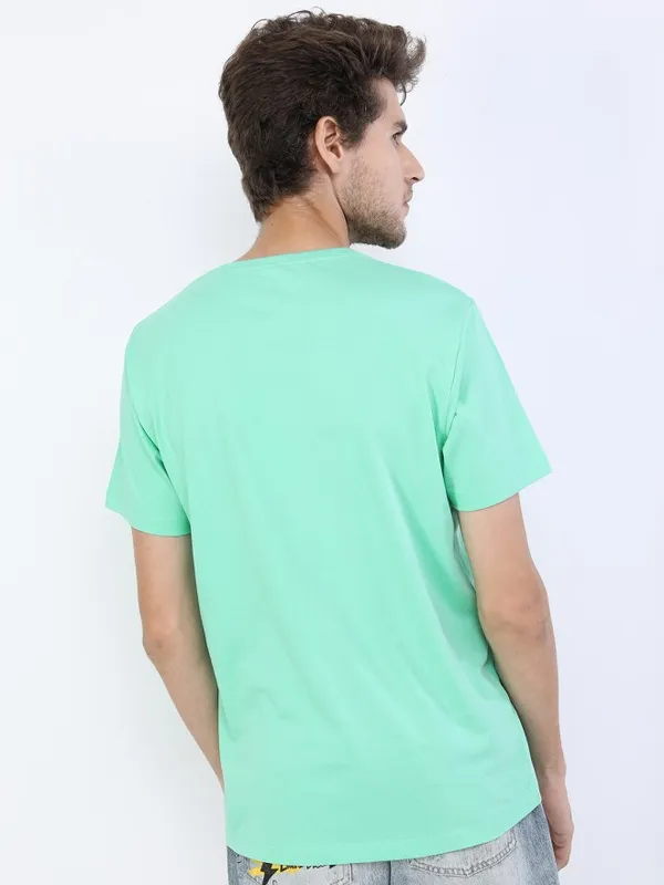 Highlander Men Green Printed Round Neck Slim Fit T-Shirt